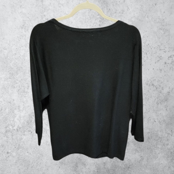 Madison sweater Black With Sequined 3/4 Sleeves Tunic Size M - Picture 4 of 5